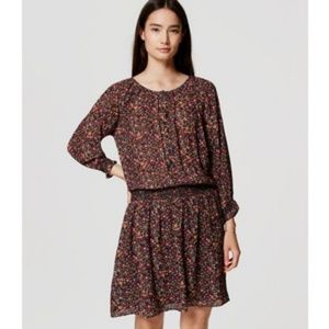 Loft Floral Cinch Waist Blouson Dress